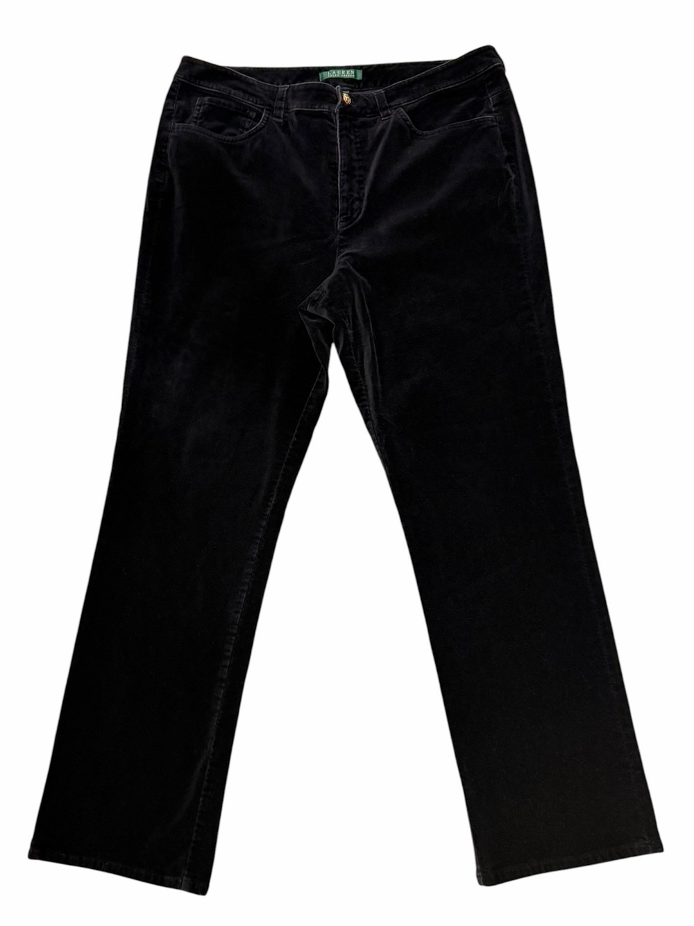 Lauren Ralph Lauren Black Velvet Straight Leg Pants Size 12